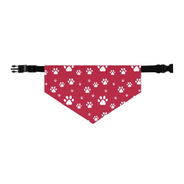 Playful Pet Bandana Collar - Red with White Paw Prints - Perfect for Pets and Dog Lovers - Image 4