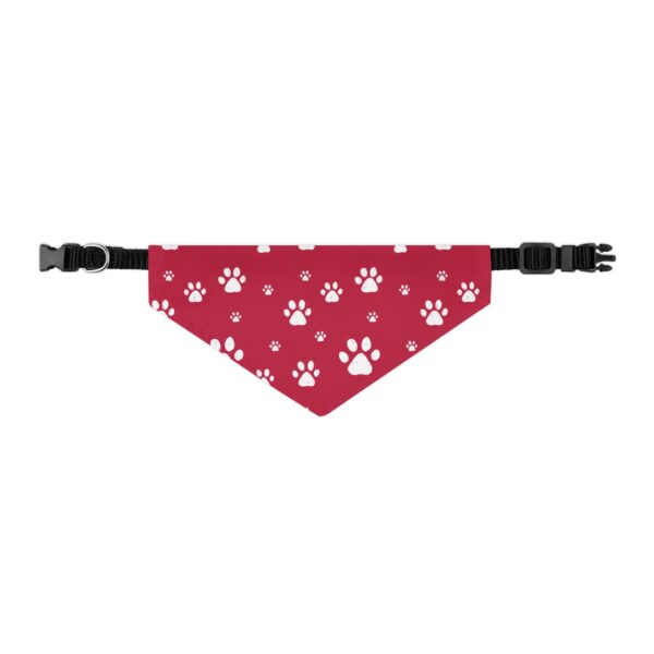 Playful Pet Bandana Collar - Red with White Paw Prints - Perfect for Pets and Dog Lovers - Image 6