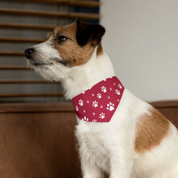 Playful Pet Bandana Collar - Red with White Paw Prints - Perfect for Pets and Dog Lovers - Image 8