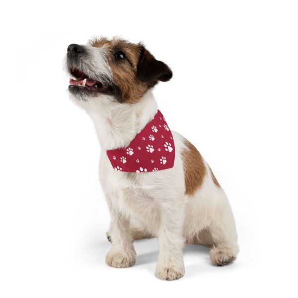 Playful Pet Bandana Collar - Red with White Paw Prints - Perfect for Pets and Dog Lovers - Image 7