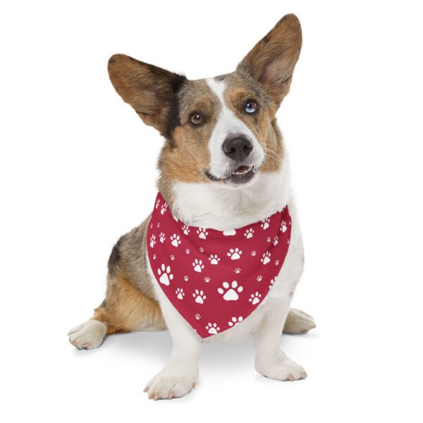 Playful Pet Bandana Collar - Red with White Paw Prints - Perfect for Pets and Dog Lovers - Image 10