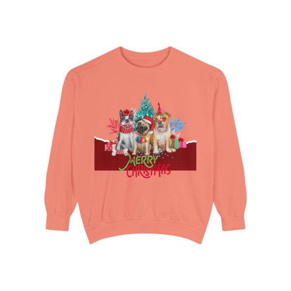 Merry Christmas Dog Sweatshirt | Unisex Garment-Dyed Holiday Apparel - Image 11