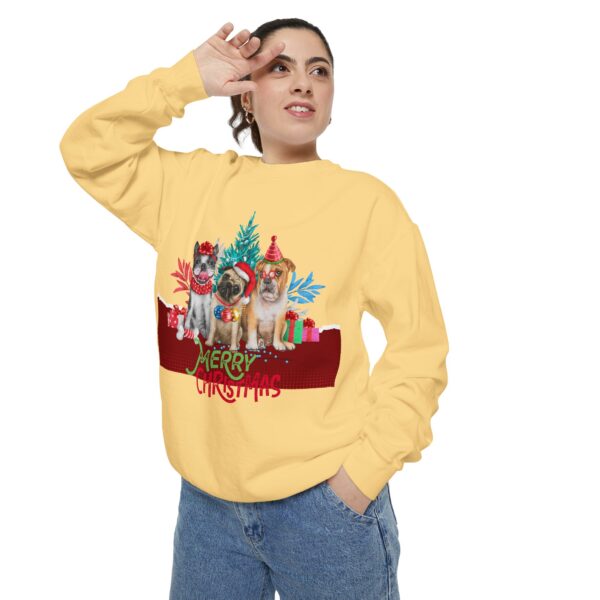 Merry Christmas Dog Sweatshirt | Unisex Garment-Dyed Holiday Apparel - Image 20