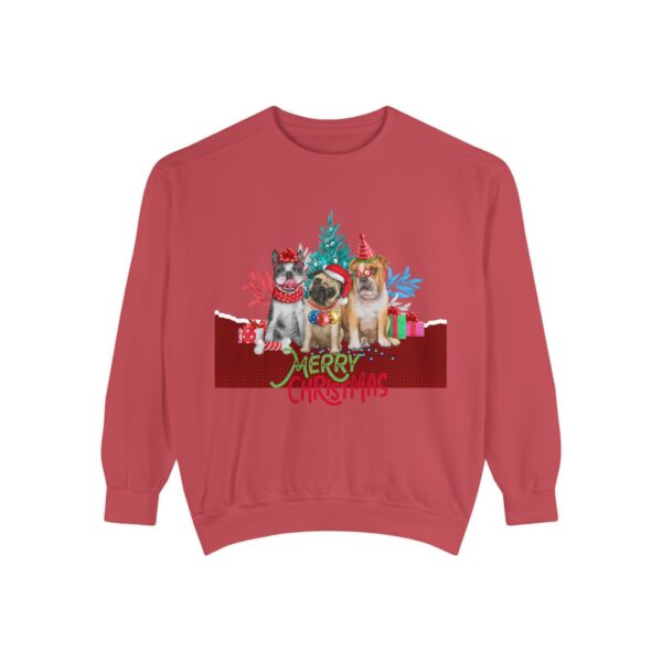 Merry Christmas Dog Sweatshirt | Unisex Garment-Dyed Holiday Apparel - Image 66