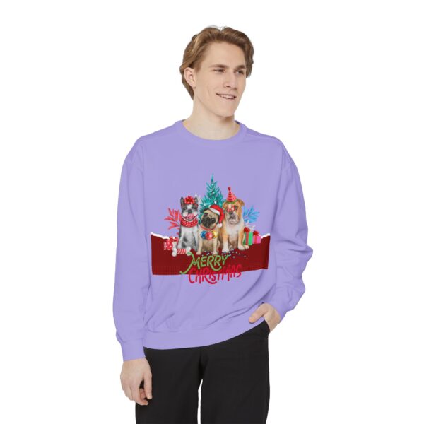 Merry Christmas Dog Sweatshirt | Unisex Garment-Dyed Holiday Apparel - Image 52