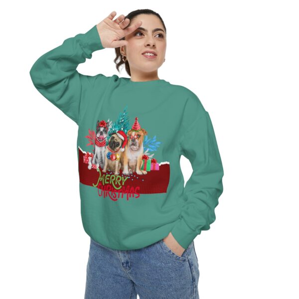 Merry Christmas Dog Sweatshirt | Unisex Garment-Dyed Holiday Apparel - Image 30