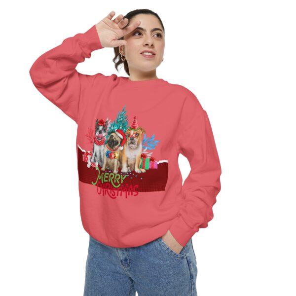 Merry Christmas Dog Sweatshirt | Unisex Garment-Dyed Holiday Apparel - Image 65