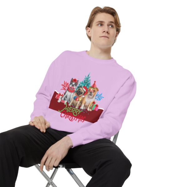 Merry Christmas Dog Sweatshirt | Unisex Garment-Dyed Holiday Apparel - Image 59
