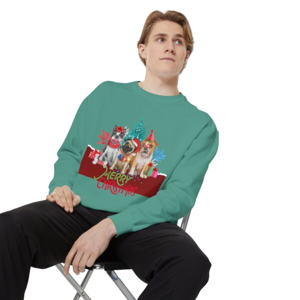 Merry Christmas Dog Sweatshirt | Unisex Garment-Dyed Holiday Apparel - Image 29