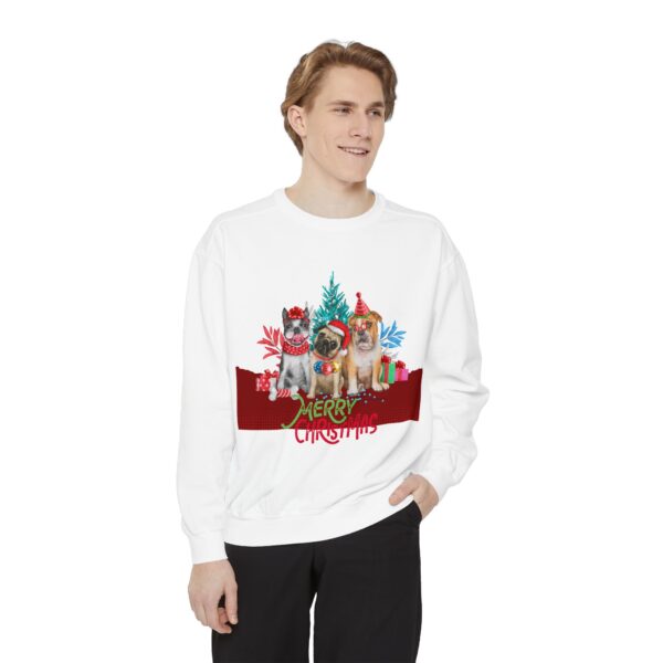 Merry Christmas Dog Sweatshirt | Unisex Garment-Dyed Holiday Apparel - Image 7