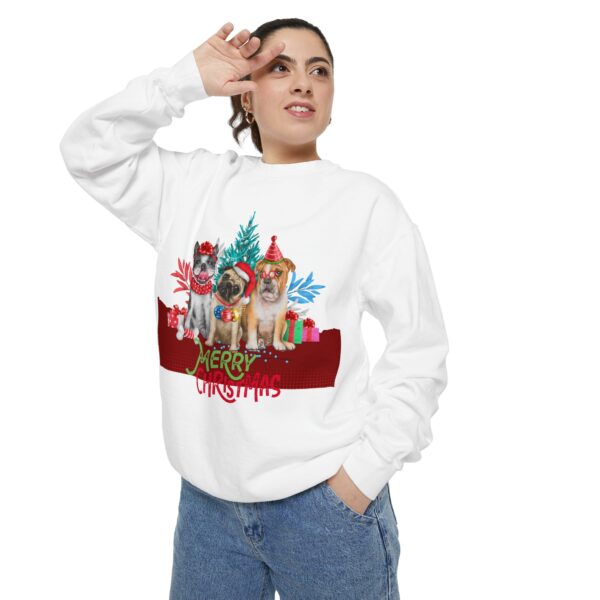 Merry Christmas Dog Sweatshirt | Unisex Garment-Dyed Holiday Apparel - Image 10