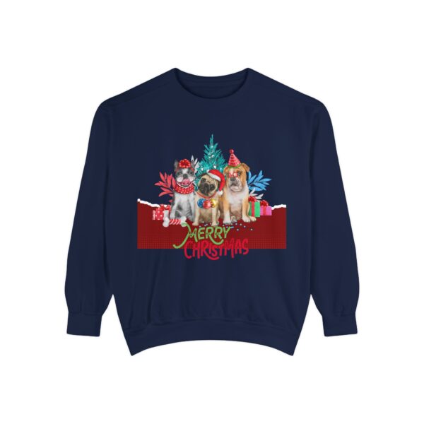 Merry Christmas Dog Sweatshirt | Unisex Garment-Dyed Holiday Apparel - Image 46