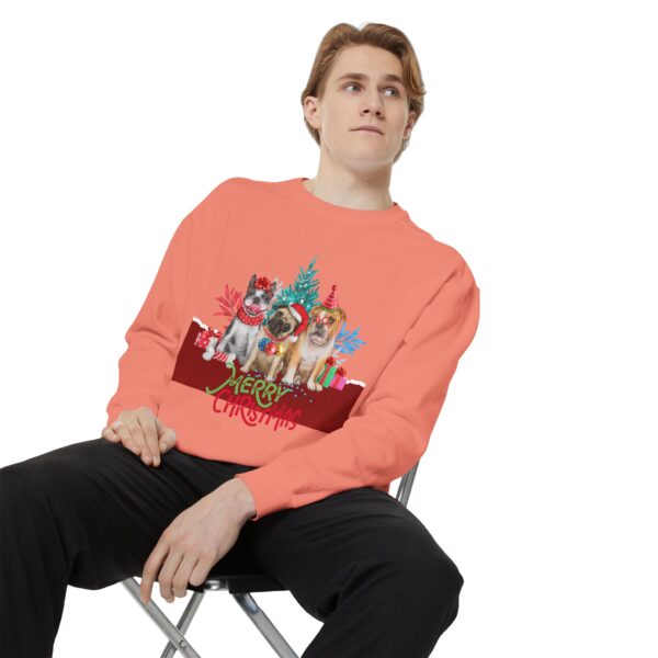 Merry Christmas Dog Sweatshirt | Unisex Garment-Dyed Holiday Apparel - Image 14