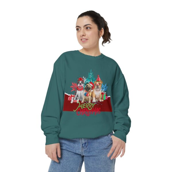 Merry Christmas Dog Sweatshirt | Unisex Garment-Dyed Holiday Apparel - Image 33