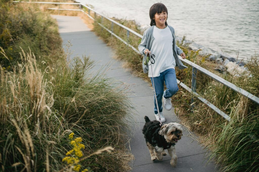 jogging with a dog